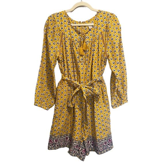 J. Crew Pants - Point Sur J. Crew romper, mustard yellow with navy print